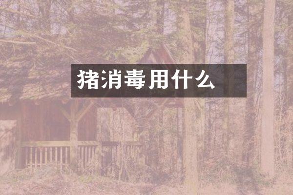 猪圏消毒用什么