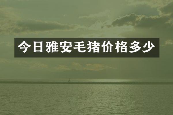 今日雅安毛猪价格多少