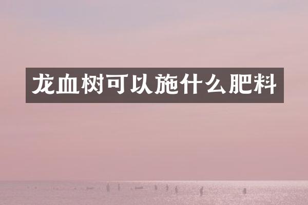 龙血树可以施什么肥料