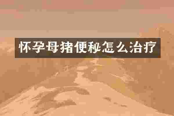 怀孕母猪便秘怎么治疗