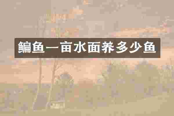 鳊鱼一亩水面养多少鱼