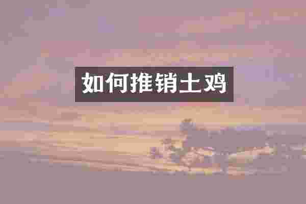如何推销土鸡