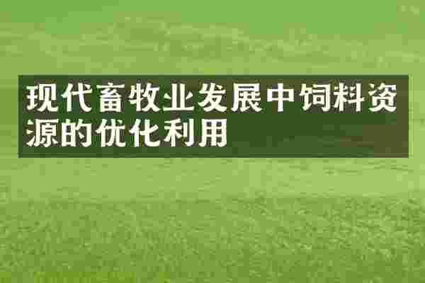 现代畜牧业发展中饲料资源的优化利用