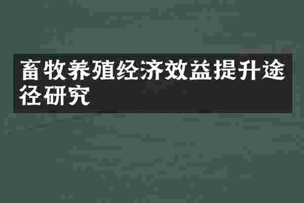 畜牧养殖经济效益提升途径研究