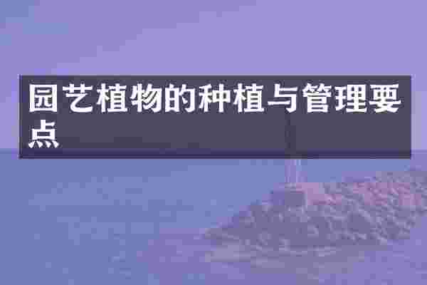 园艺植物的种植与管理要点