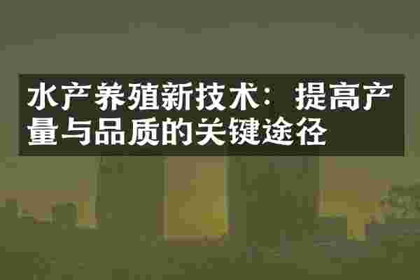 水产养殖新技术：提高产量与品质的关键途径