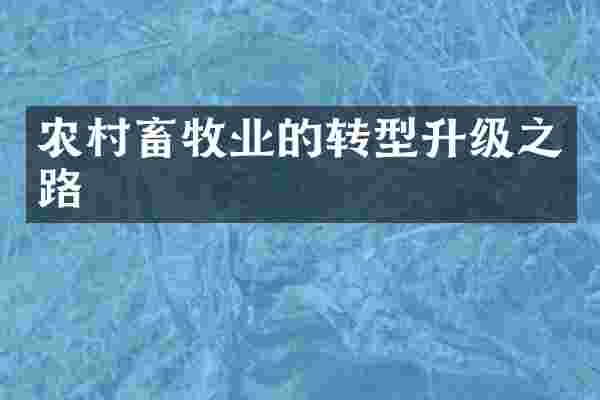 农村畜牧业的转型升级之路
