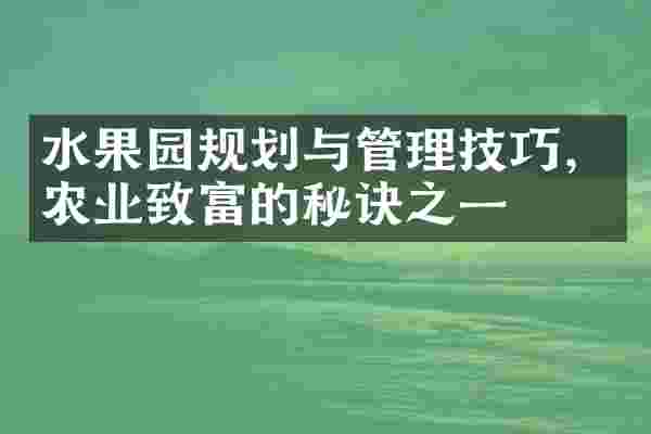 水果园规划与管理技巧，农业致富的秘诀之一
