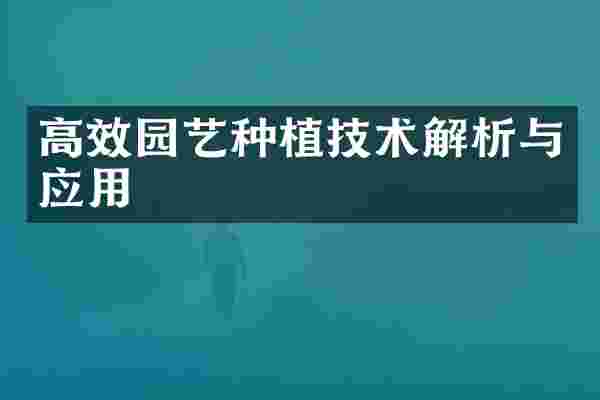 高效园艺种植技术解析与应用