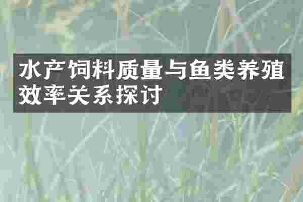 水产饲料质量与鱼类养殖效率关系探讨