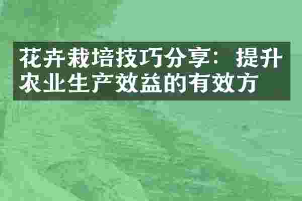 花卉栽培技巧分享：提升农业生产效益的有效方法